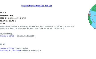 Tërmeti i sotëm dridhi katër shtete ballkanike përfshi Maqedoninë