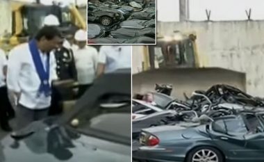 Presidenti filipinas urdhëron filmimin e veturave super luksoze që kapin vlerën e 1 milion funteve, duke u shkatërruar me buldozer - ato i përkisnin kontrabanduesve (Foto/Video)
