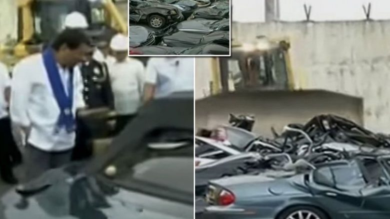 Presidenti filipinas urdhëron filmimin e veturave super luksoze që kapin vlerën e 1 milion funteve, duke u shkatërruar me buldozer – ato i përkisnin kontrabanduesve (Foto/Video)