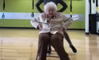 Stërvitjet e 93-vjeçares në palestër, inspirim për të nisur ushtrimet (Video)