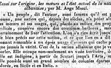 Angelo Masci, në gazetën perandorake franceze (1808): Për kombin shqiptar, nga Shkodra deri në Artë