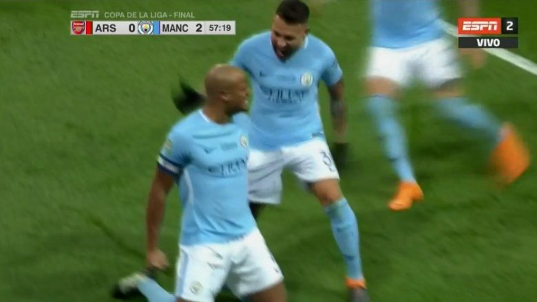 Man City dyfishon epërsinë në finale ndaj Arsenalit, shënon Kompany (Video)