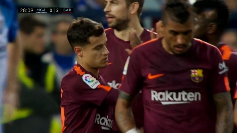 Coutinho dhuron magji, shënon gol të bukur me thembër ndaj Malagas (Video)