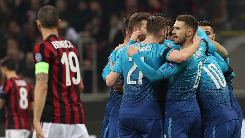 Arsenali tregon forcën përballë Milanit, Topçinjtë një hap drejt çerekfinales në Ligën e Evropës