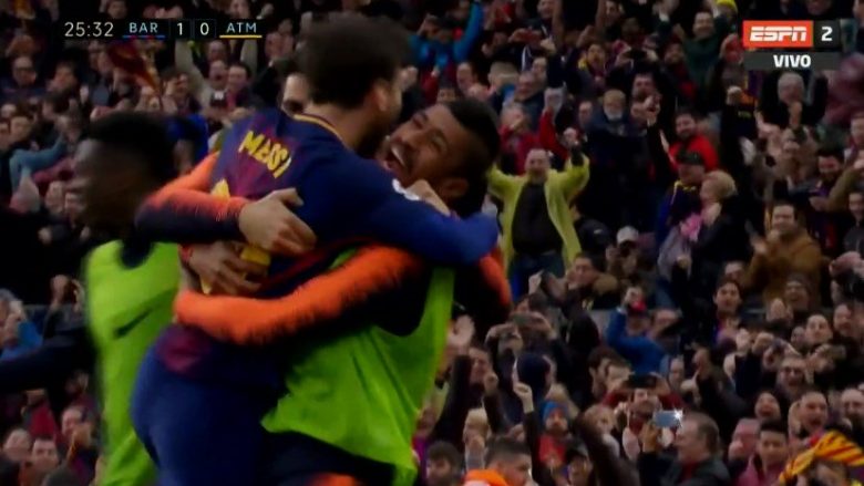 Messi shënon supergol nga goditja e dënimit, Barça në epërsi ndaj Atleticos (Video)