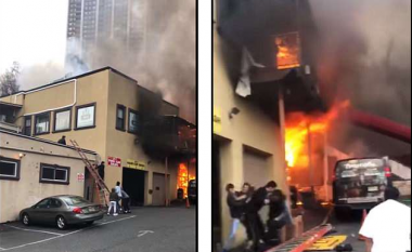 Zjarri kaplon një ndërtesë, vajzat detyrohen të kërcejnë nga ballkoni për t’i shpëtuar më të keqes (Video)