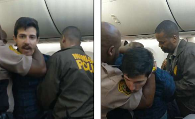 Fyen dhe sulmon pasagjeren brenda aeroplanit, policia intervenon duke e goditur me revole elektrike burrin e dhunshëm (Video)