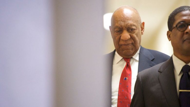 NORRISTOWN, PA - APRIL 26:  Bill Cosby walks after it was announced a verdict is in at the Montgomery County Courthouse for day fourteen of his sexual assault retrial on April 26, 2018 in Norristown, Pennsylvania.  A former Temple University employee alleges that the entertainer drugged and molested her in 2004 at his home in suburban Philadelphia.  More than 40 women have accused the 80 year old entertainer of sexual assault.  (Photo by Mark Makela/Getty Images)