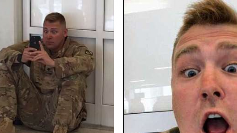 Pasi e kuptoi se i është shtyrë udhëtimi për në shtëpi, ushtari amerikan ulet në dysheme dhe shikon live në telefon lindjen e vajzës së tij (Video)