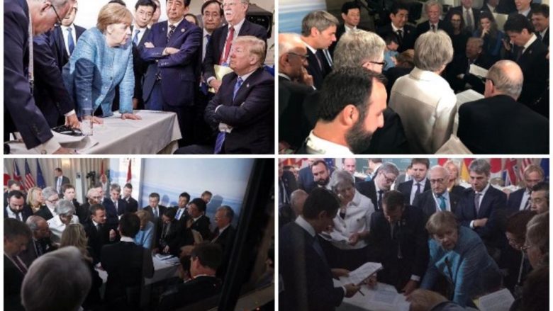 Samiti i G7-së: Imazhi për të cilin të gjithë po flasin – Trump i rrethuar nga liderët e fuqive të mëdha (Foto)