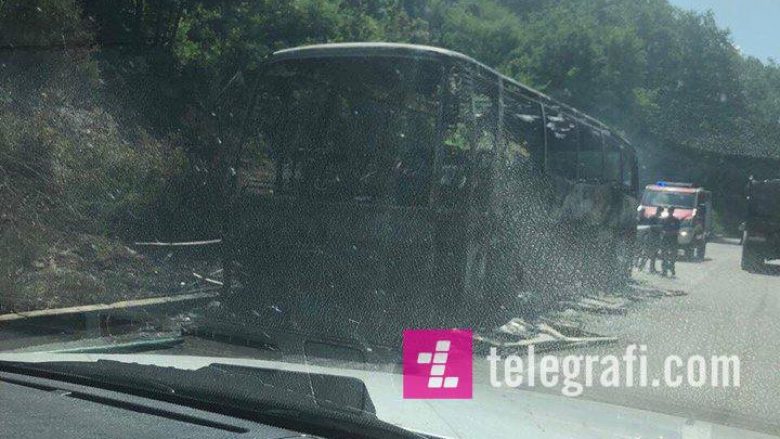 Digjet një autobus në rrugën Prishtinë – Gjilan, nuk ka të lënduar 