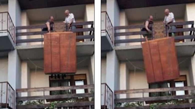 Menduan se ishte ide brilante zbritja e dollapit me litar nga ballkoni (Video)