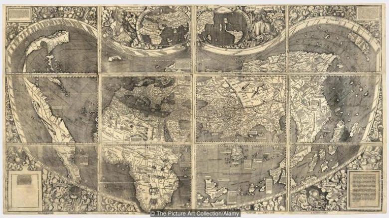 Harta e vitit 1507 ku për herë të parë shihet kontinenti i ri me emrin e ri Amerikë