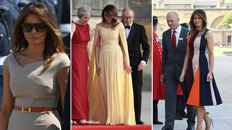 Paraqitjet atraktive të Melania Trumpit gjatë vizitës në Londër – që nga zbritja në aeroport e deri te mbrëmjet mondane