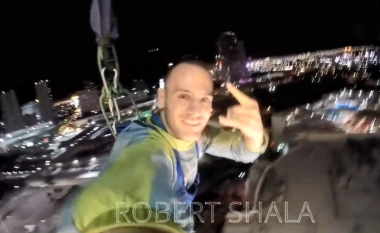 Marinsi shqiptar i SHBA-së sfidon veten me kërcim nga ndërtesa më e lartë në Las Vegas (Video)