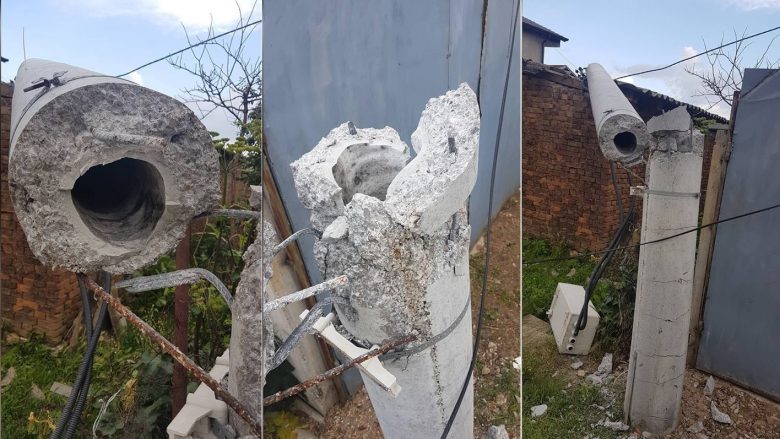 Rrëzohet shtylla e rrjetit elektrik në Fushë Kosovë (Foto)
