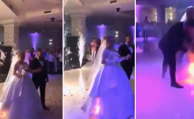 Nuses i merr flakë fustani, videoja e dasmës shqiptare shpërndahet në internet (Video)