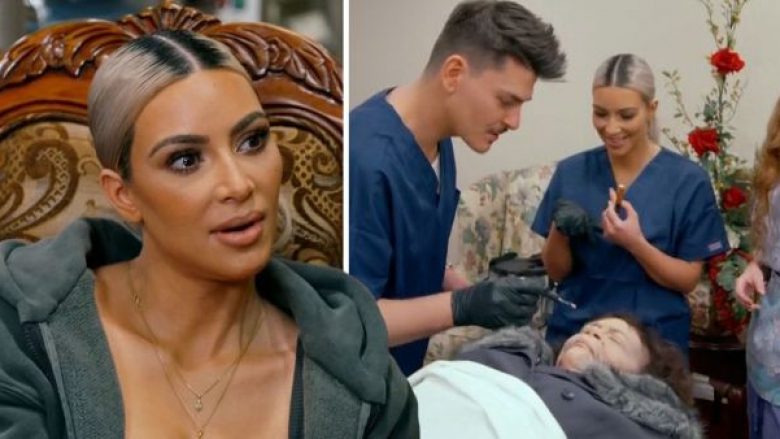 Kim dhe grimeri shqiptar përkujdesen për bukurinë e “gruas së vdekur”, Kardashian: Kur të vdes, tani e di që Mario do të më bëjë të bukur