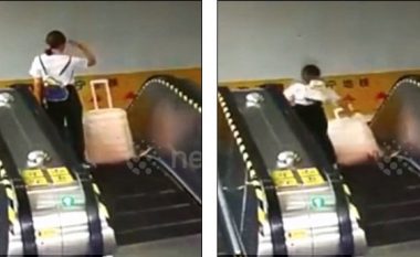 Valixhja rrokulliset shkallëve elektrike, lëndohen dy kineze (Video)