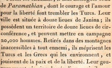 Libri francez i vitit 1806, për shqiptarët e Paramithisë: Përçmues të turqve e grekëve, mikpritës e të armatosur në çdo moment