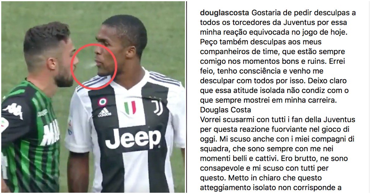 Douglas Costa i kërkon falje klubit dhe tifozëve të tij pas gjesteve të turpshme, por jo edhe lojtarit të Sassuolos
