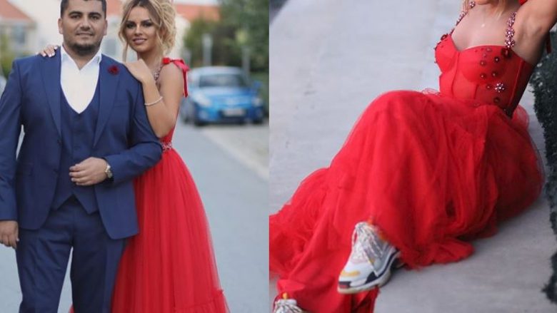 Bashkëshortja e Ermalit, Ariana Fejzullahu rrëmben vëmendjen me fustanin e kuq elegant të kombinuar me atlete