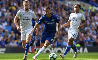 Chelsea i pandalshëm, mposht Cardiffin për fitoren e pestë radhazi - Hazard shënon het-trik