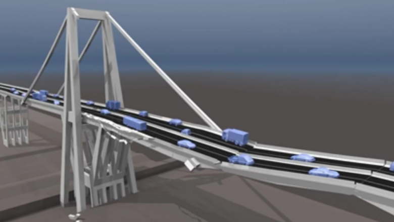 Simulimi në 3D, ja si u shemb ura Morandi në Genova të Italisë (Video)
