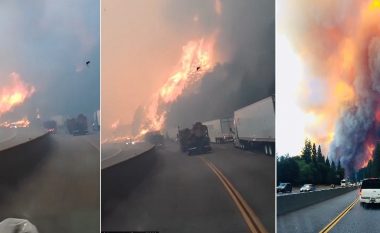 “Nuk mund të qëndrojmë këtu”: Momenti kur një grua lut të dashurin të braktisin veturën, pasi po u afrohej me shpejtësi zjarri (Video)