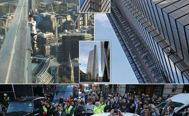 “Njeriu merimangë” ngjitet pa pajisje mbrojtëse në ndërtesën më të lartë në Londër (Foto/Video)