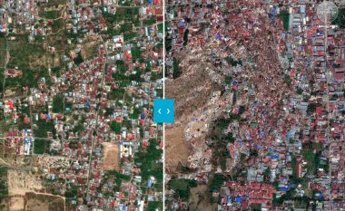 Imazhet satelitore tregojnë pasojat rrëqethëse të tërmetit dhe cunamit në Indonezi, fshati me 1,200 shtëpi zhduket “nga faqja e dheut” (Foto/Video)
