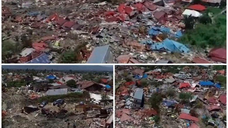 “Pamje apokaliptike”, droni filmon dëmet e shkaktuara nga tërmeti dhe cunami në Indonezi (Video)