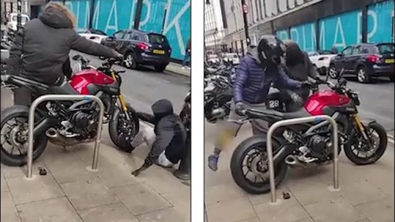 Vjedhin motoçikletën para kalimtarëve të rastit në mes të ditës në qendër të Mançesterit, hajnave iu deshën vetëm 30 sekonda (Video)