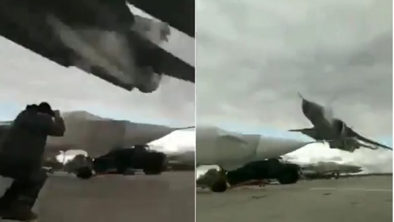 Aeroplani luftarak fluturon me shpejtësi të madhe pak metra mbi kokën e një burri (Video)