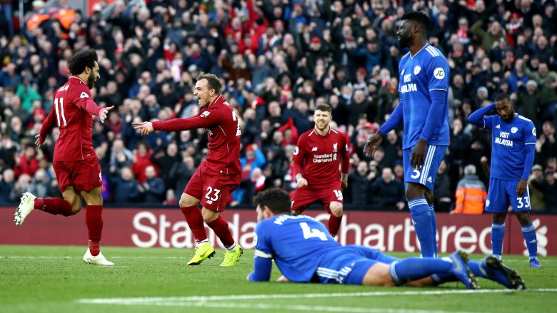 Liverpool 4-1 Cardiff City, nota e Shaqirit dhe të tjerëve