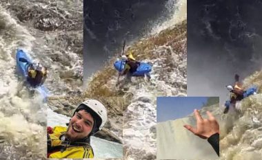 Momenti kur një “kayaker” bie poshtë një ujëvare prej 33 metrash – dhe mbijeton (Foto/Video)