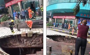 Hapet gropa në mes të qytetit kinez, “përpinë” këmbësorët – humbin jetën dy persona (Video, +16)