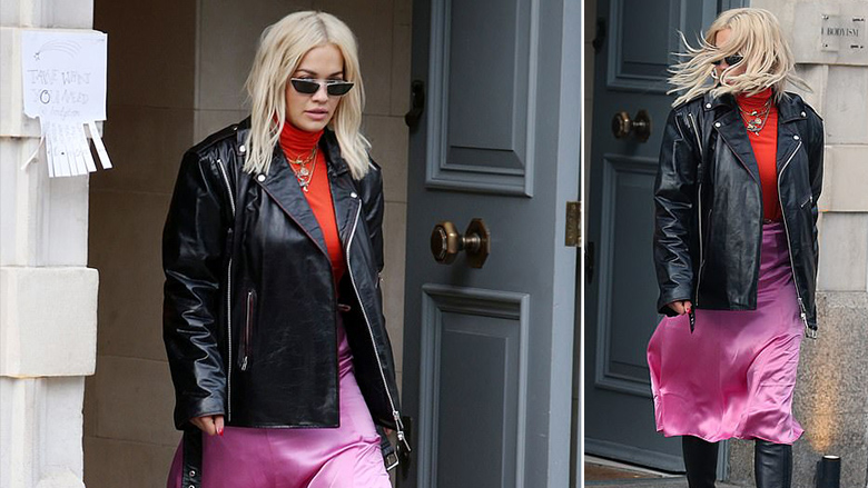 Rita Ora shfaqet me shumë stil në një ansambël ngjyrash rrugëve të Londrës