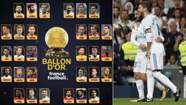 Real Madridi dominon listën e Topit të Artë me tetë futbollistë, pas tyre Liverpooli me katër dhe disa skuadra tjera me nga tre