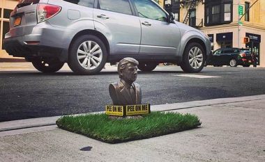 “Urino mbi mua”: Qyteti pushtohet nga ministatujat që përbuzin presidentin Trump (Foto)