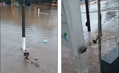 Përmbytje në Brazil, çiklistin e “gëlltit” për vdekje uji i rrëmbyeshëm (Video, +18)