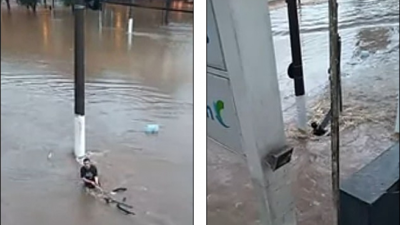 Përmbytje në Brazil, çiklistin e “gëlltit” për vdekje uji i rrëmbyeshëm (Video, +18)