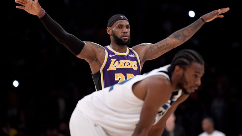 LeBron James me ‘double-double’ në fitoren e Lakersave kundër Timberwolves