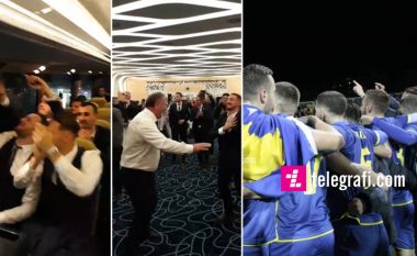 Futbollistët e Përfaqësueses së Kosovës e festuan me muzikë e valle deri në orët e vona fitoren ndaj Azerbajxhanit