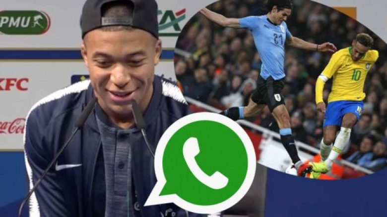 Mbappe tregon bisedën me Neymarin në WhatsApp rreth duelit me Cavanin në miqësoren Brazil-Uruguai