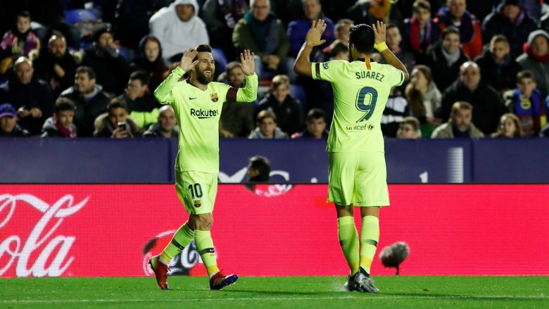 Barça fiton lehtësisht ndaj Levantas fal het-trikut të Messit