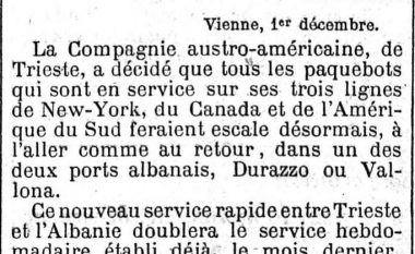 “Le Figaro” (1913): Krijimi i linjës së re detare që do të lidhë Durrësin dhe Vlorën me Amerikën