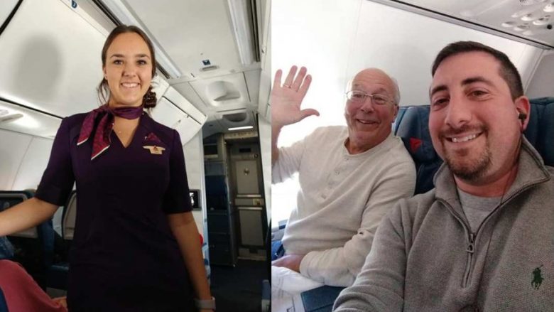 Babai fluturoi për dy ditë me aeroplanin ku shërbente vajza e saj, vetëm që të ishin bashkë për Krishtlindje (Foto)