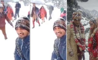 Dhëndri ecën 6 km në borë për të marrë pjesë në ceremoninë e tij të dasmës (Foto)