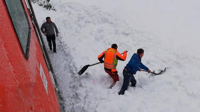 Pasojat e motit të ligë në Evropë, shoferi i trenit vëren diçka në borë – ndalet dhe shpëton dhinë e ngujuar (Video)